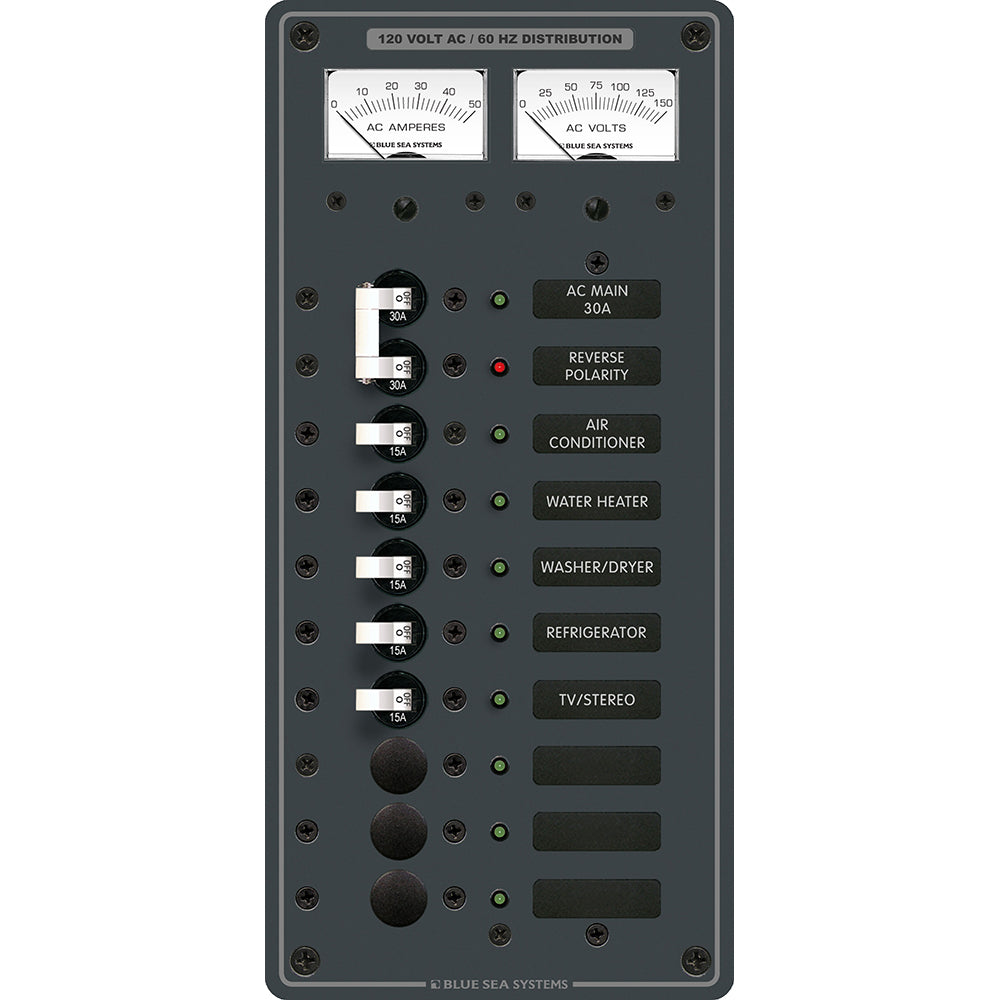 Blue Sea 8074 AC Main +8 Positions Toggle Circuit Breaker Panel - White Switches