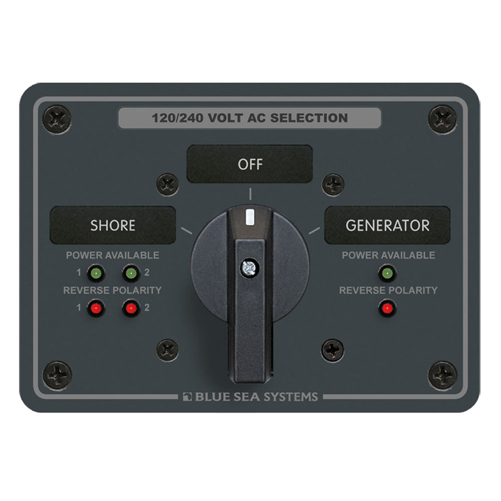 Blue Sea AC Rotary Switch Panel 65AMP - 2 Positions + OFF - 4 Pole