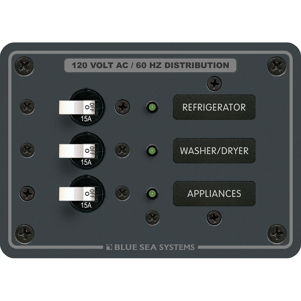 Blue Sea 8058 AC 3 Position Toggle Circuit Breaker Panel - White Switches