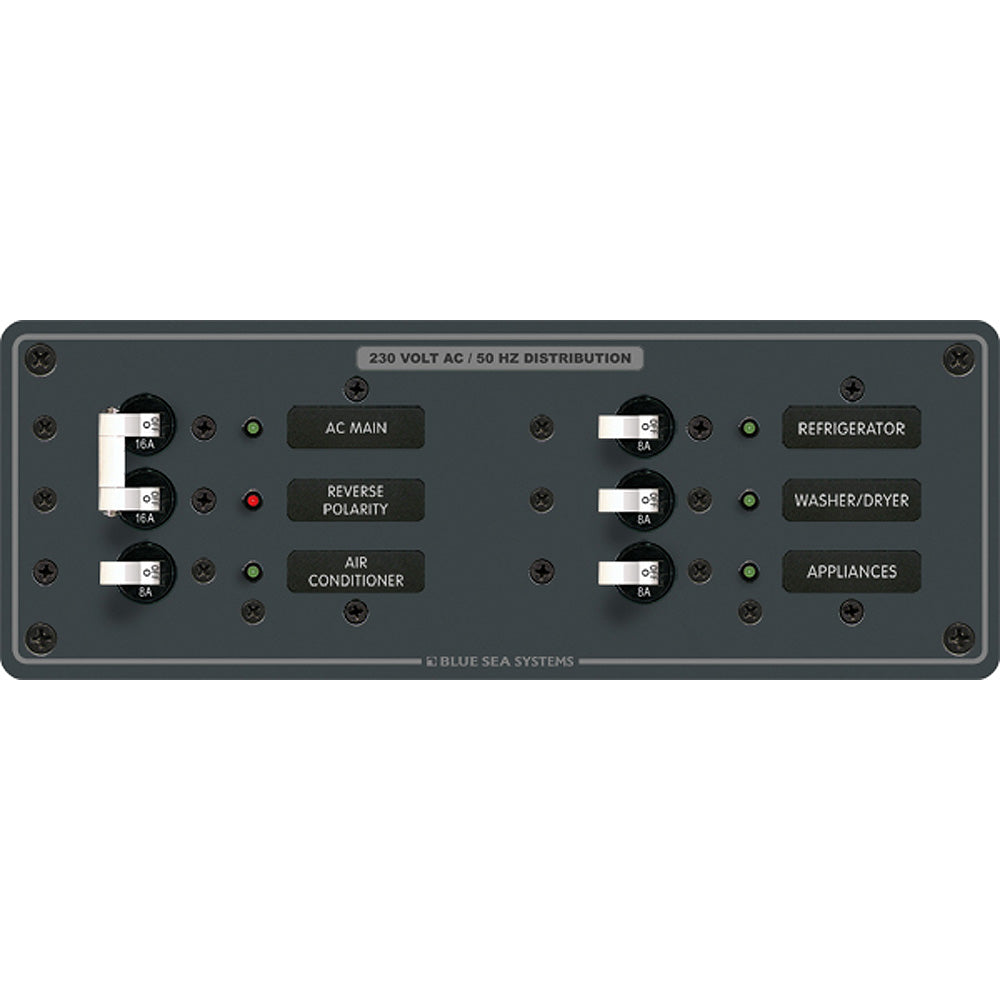 Blue Sea 8199 AC Main + Branch A-Series Toggle Circuit Breaker Panel (230V) - Main + 4 Position