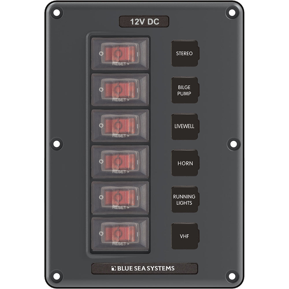 Blue Sea 4322 Circuit Breaker Switch Panel 6 Position - Gray